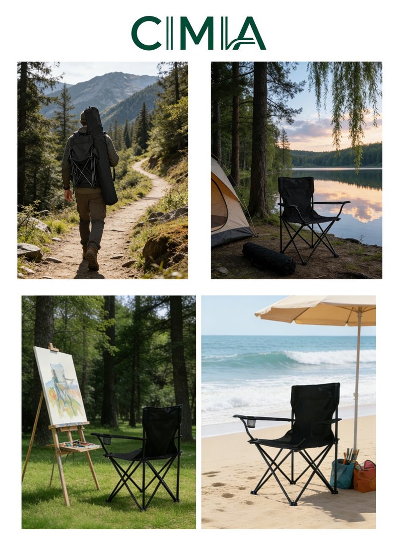 السيميا كرسي رحلات وبحر قابل للطي محمول - مقاس 50x50x80 سم - مع حقيبة تخزين ومنظم أكواب - Image 4